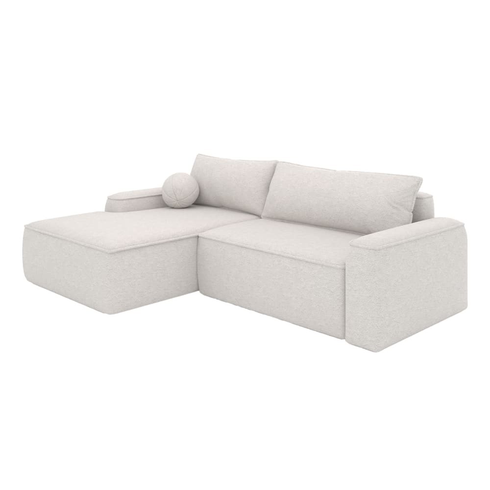 Canapé d'angle en tissu bouclé 2 places, crème