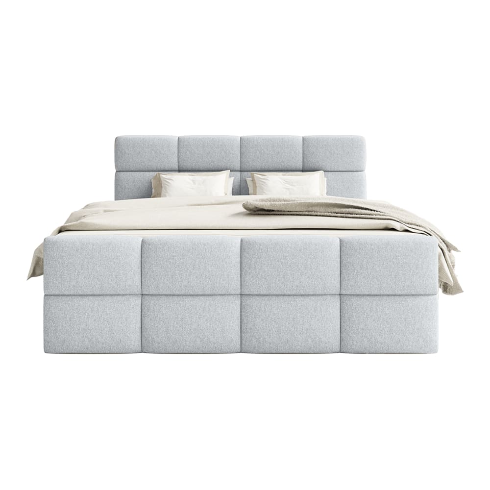Lit boxspring en velours 140x200 cm, Gris