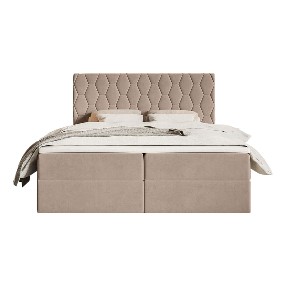 Lit boxspring en velours - taupe
