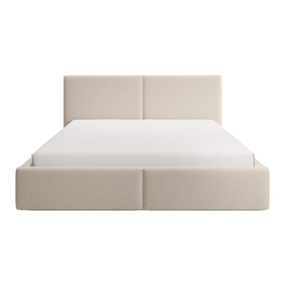 Lit avec matelas en tissu bouclé 120x200 cm, Beige