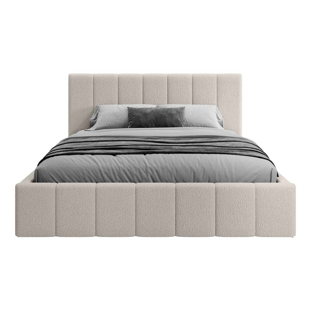 Lit rembourré en tissu bouclé 200x200 cm, Blanc