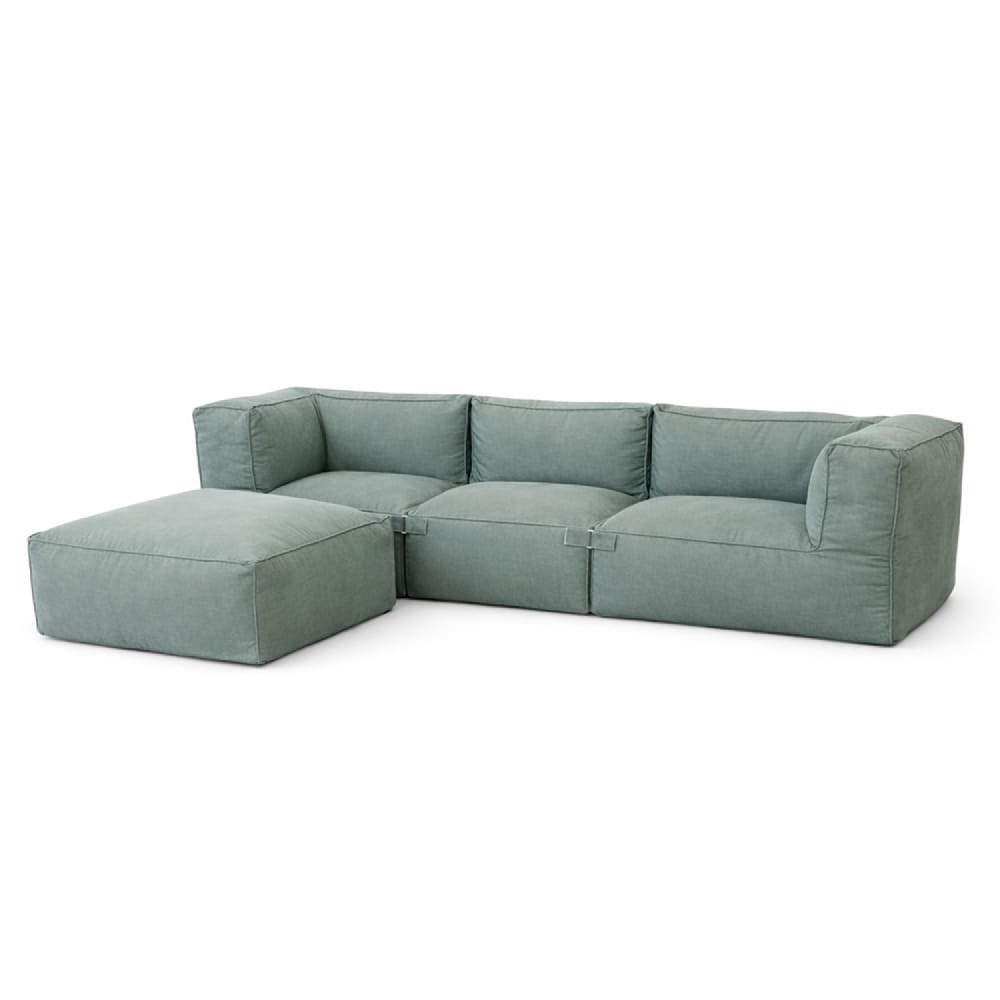 Salon de jardin modulable 4 places vert en tissu déperlant