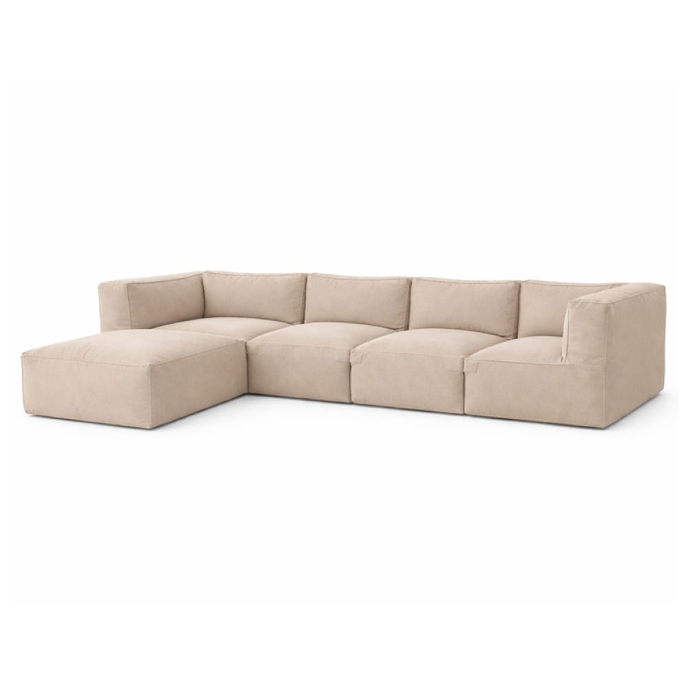 Salon de jardin modulable 5 places beige en tissu déperlant