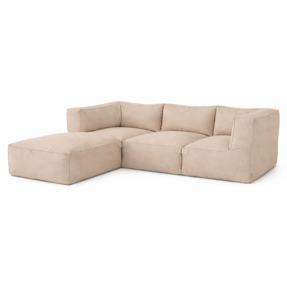 Salon de jardin modulable 4 places beige en tissu déperlant