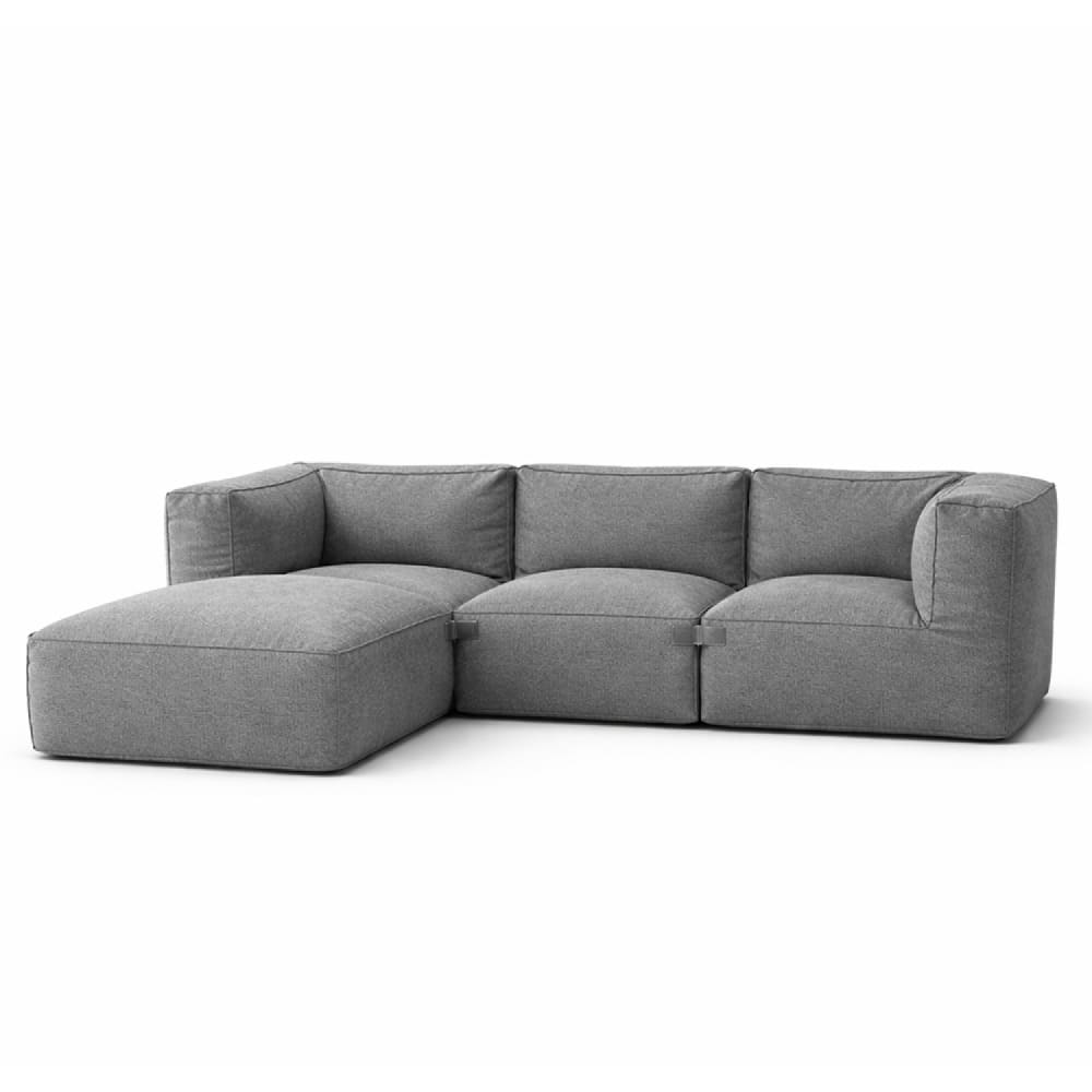 Salon de jardin modulable 4 places gris en tissu déperlant