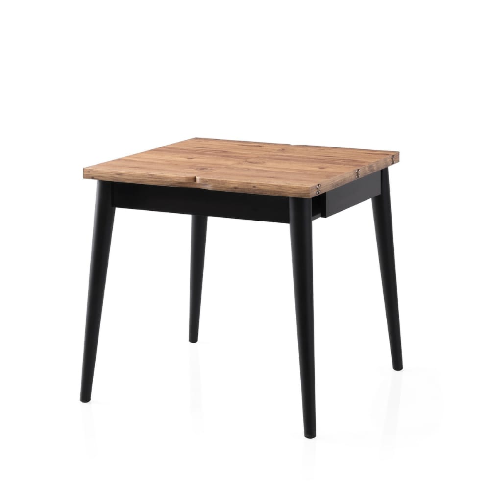 Table à manger extensible 4 personnes style industriel bois et noir 80