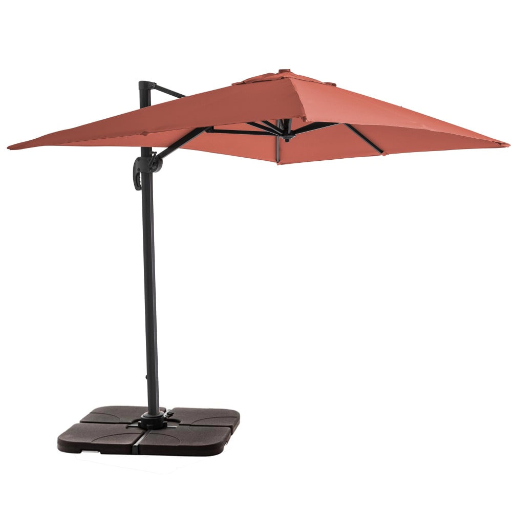 Parasol déporté 2x3 m et 4 dalles à remplir aluminium terracotta
