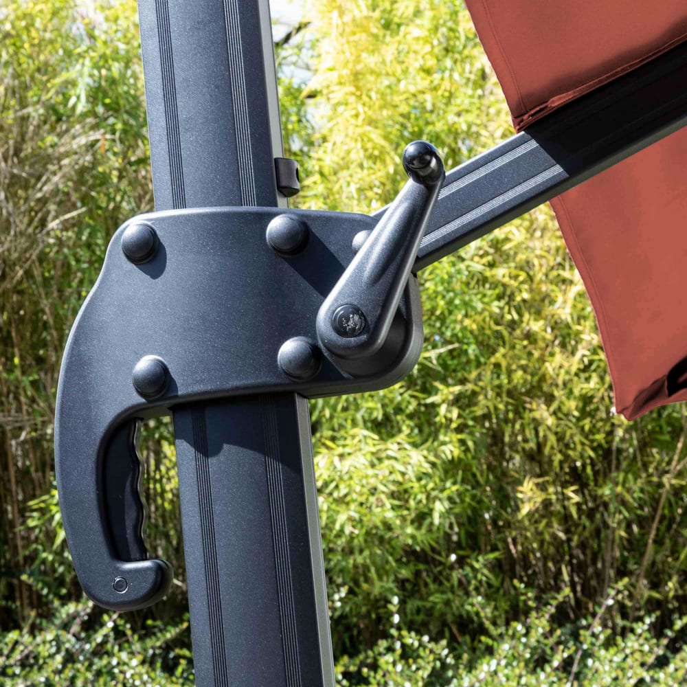 Parasol déporté inclinable et rotatif 2x3m en aluminium terracotta
