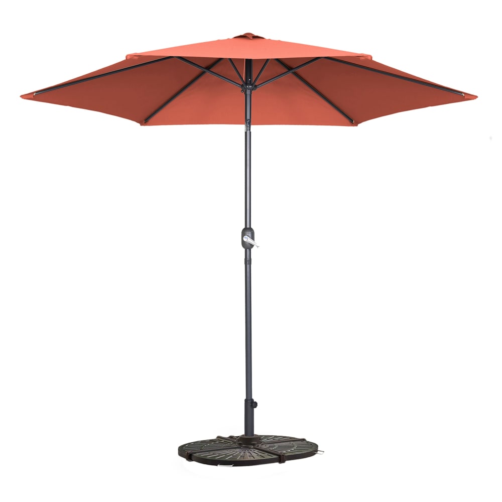 Parasol droit inclinable 3m et 4 dalles lestées aluminium terracotta