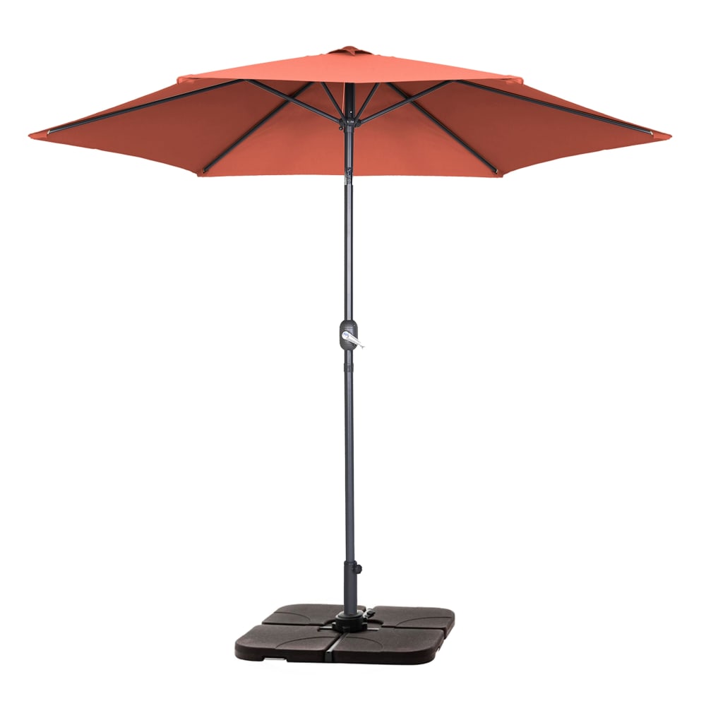 Parasol inclinable 3m et 4 dalles à lester remplissables terracotta