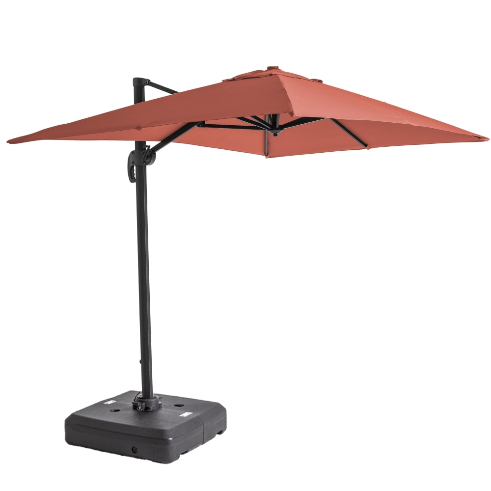 Parasol déporté inclinable 2x3 m et dalle sur roues terracotta