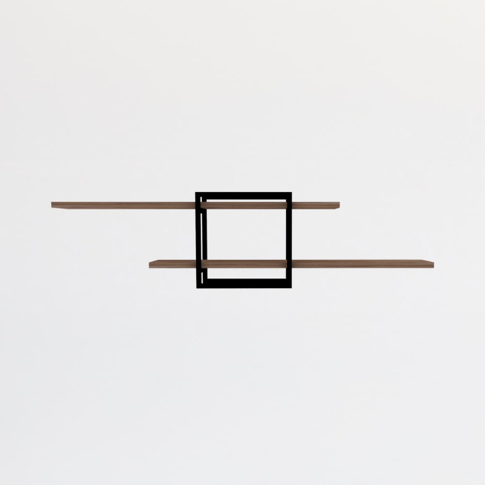 Etagère murale design - 2 rangements - bois et noir