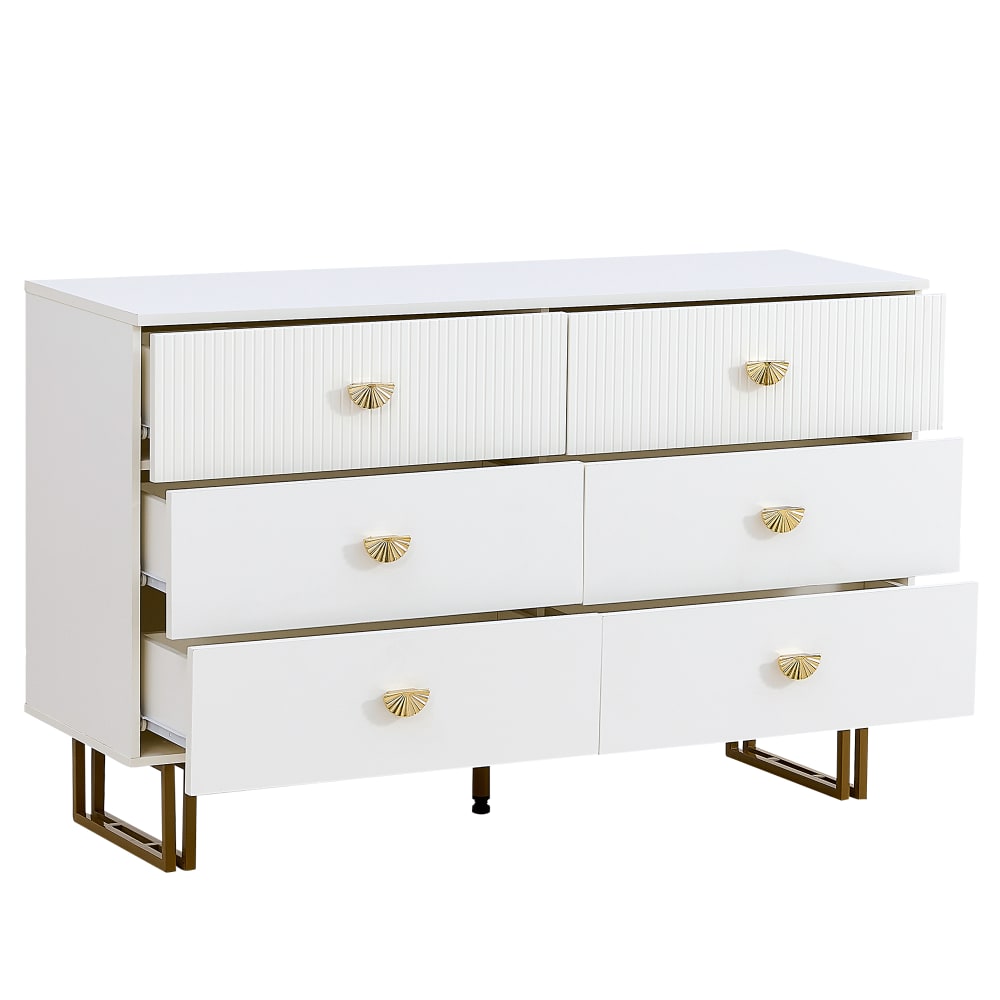 Coiffeuse blanche avec 6 tiroirs et miroir 120 x 40 x 75 cm