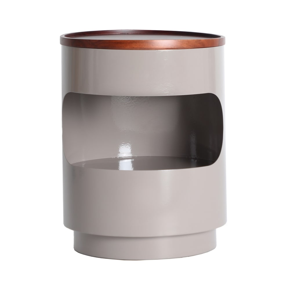 Table de chevet en fer gris brillant en 37x37x47 cm