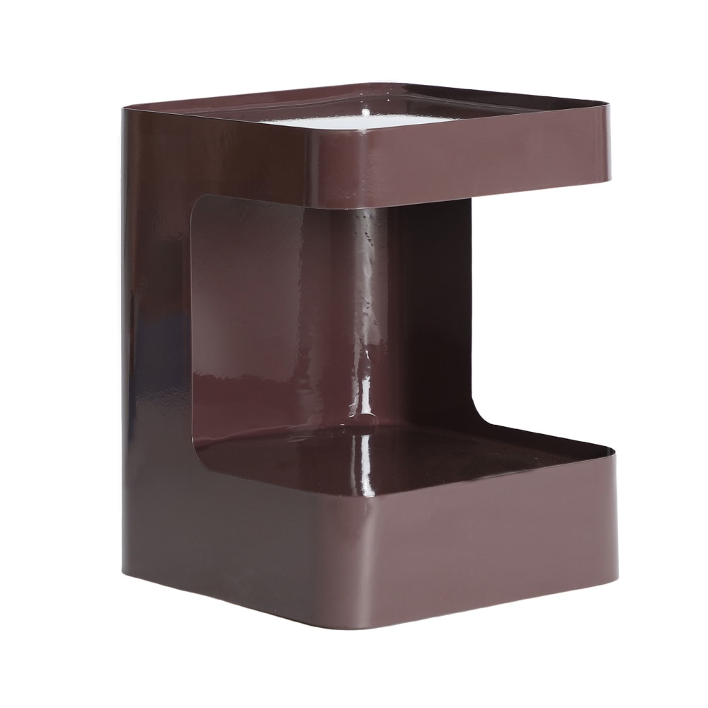 Table de chevet en fer chocolat brillant en 37x37x46 cm