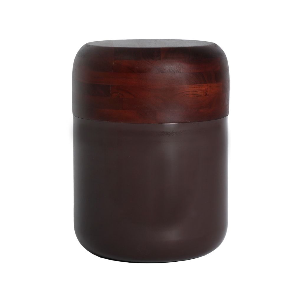 Table basse en fer chocolat brillant en 34x34x45 cm