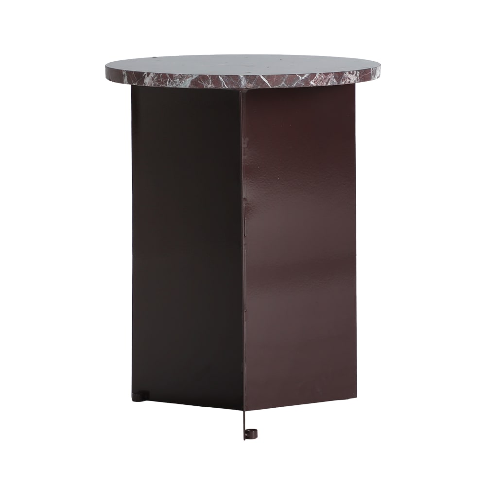 Table basse en fer chocolat brillant en 37x37x47 cm