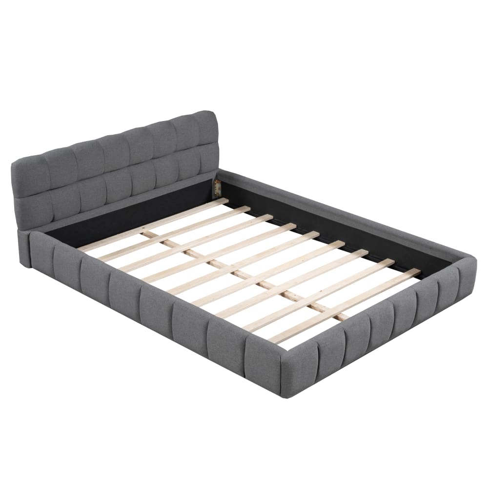 Lit rembourré gris avec - 140