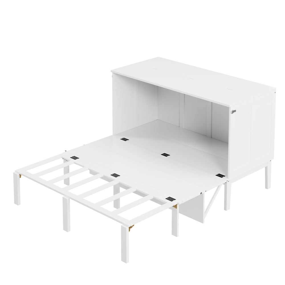Lit escamotable en bois - 140 blanc