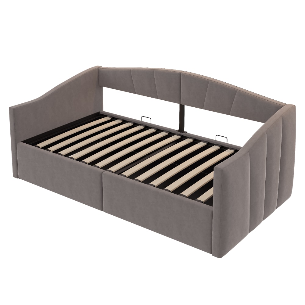 Lit rembourré en velours - rangement