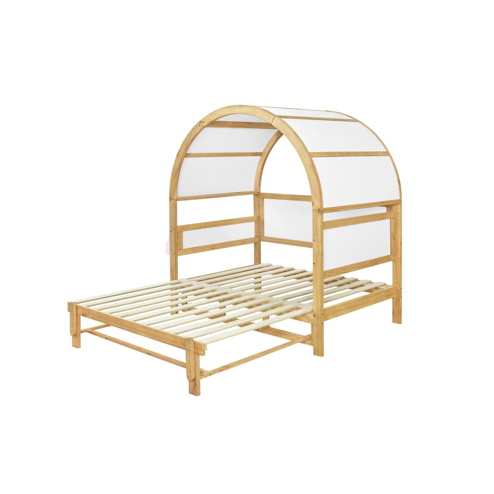 OKWISH Kinderbett aus Massivholz und MDF mit Ausziehbett 140x200 cm, weiß Baby -