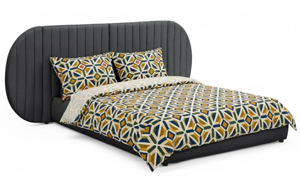 Lit coffre-complet avec tête de lit modulable 140x200cm tissu