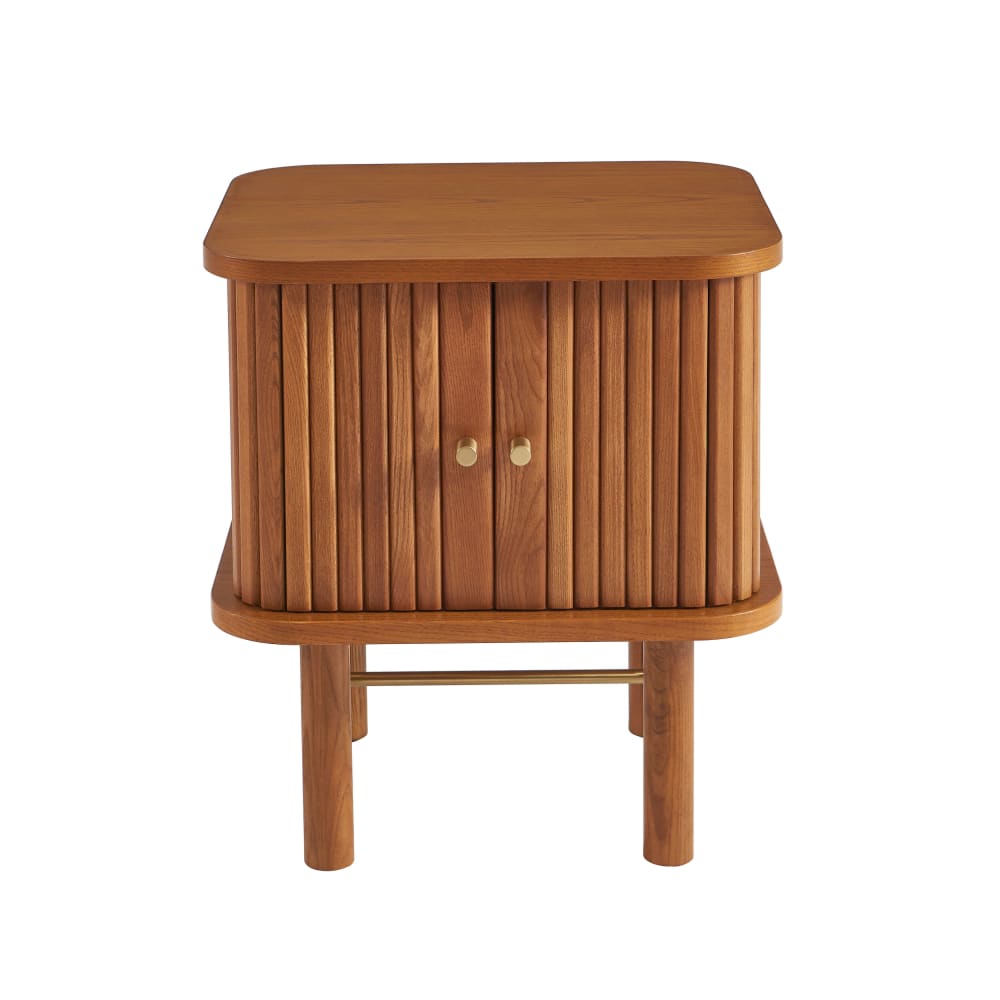 Table de chevet frêne foncé portes tambour