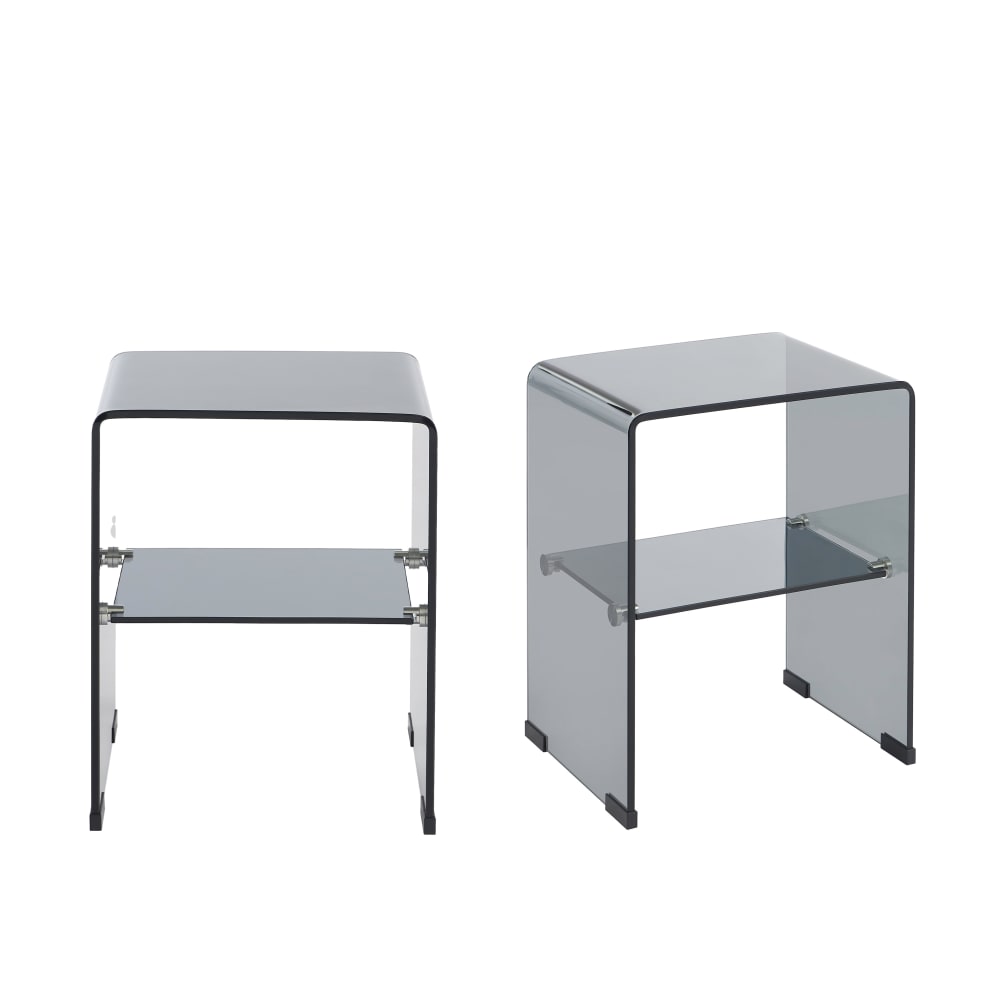 Lot de 2 tables de chevet verre trempé noir