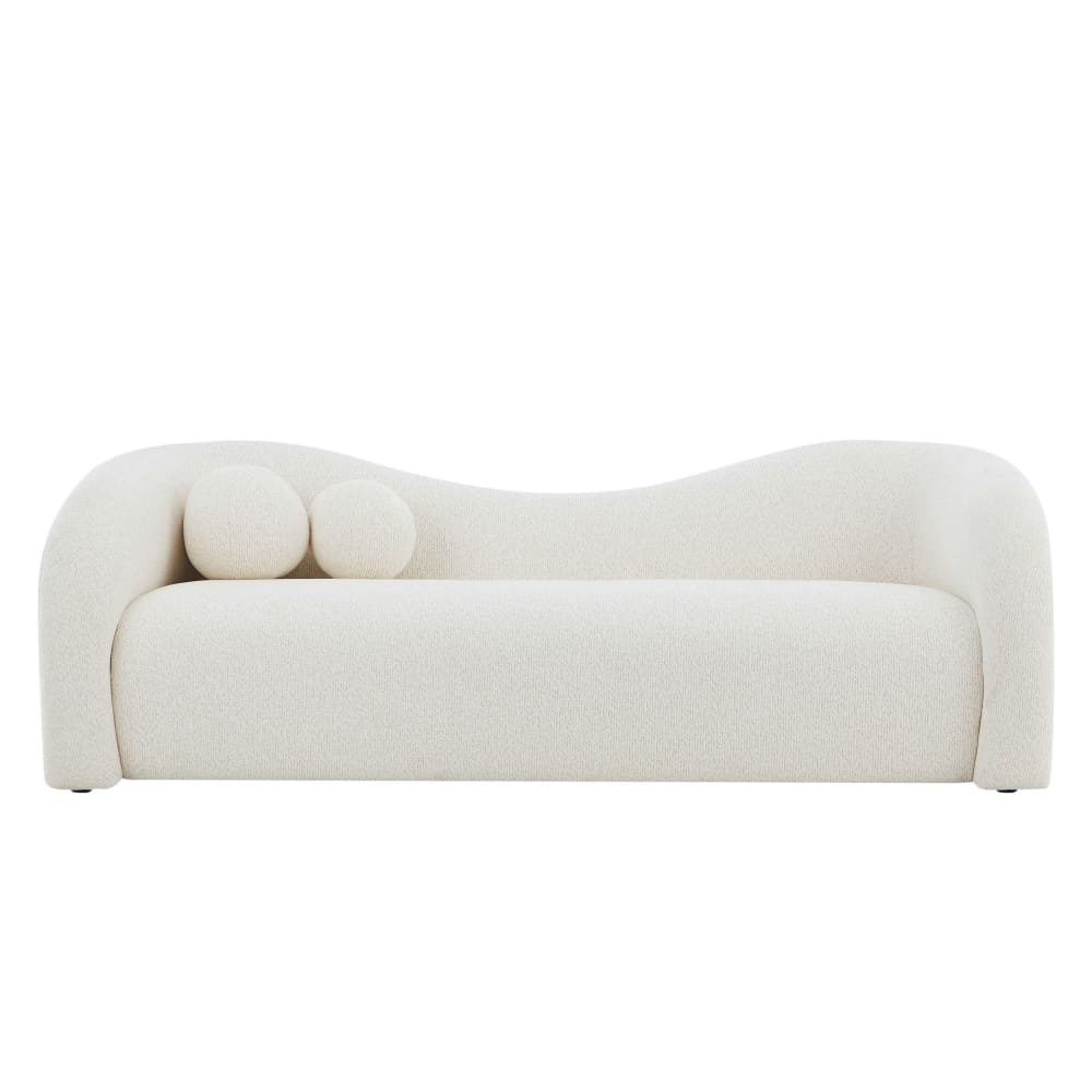 Canapé droit en tissu chenille 3 places beige