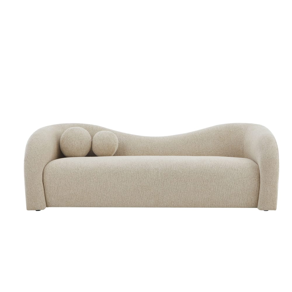 Canapé droit en tissu chenille 3 places taupe