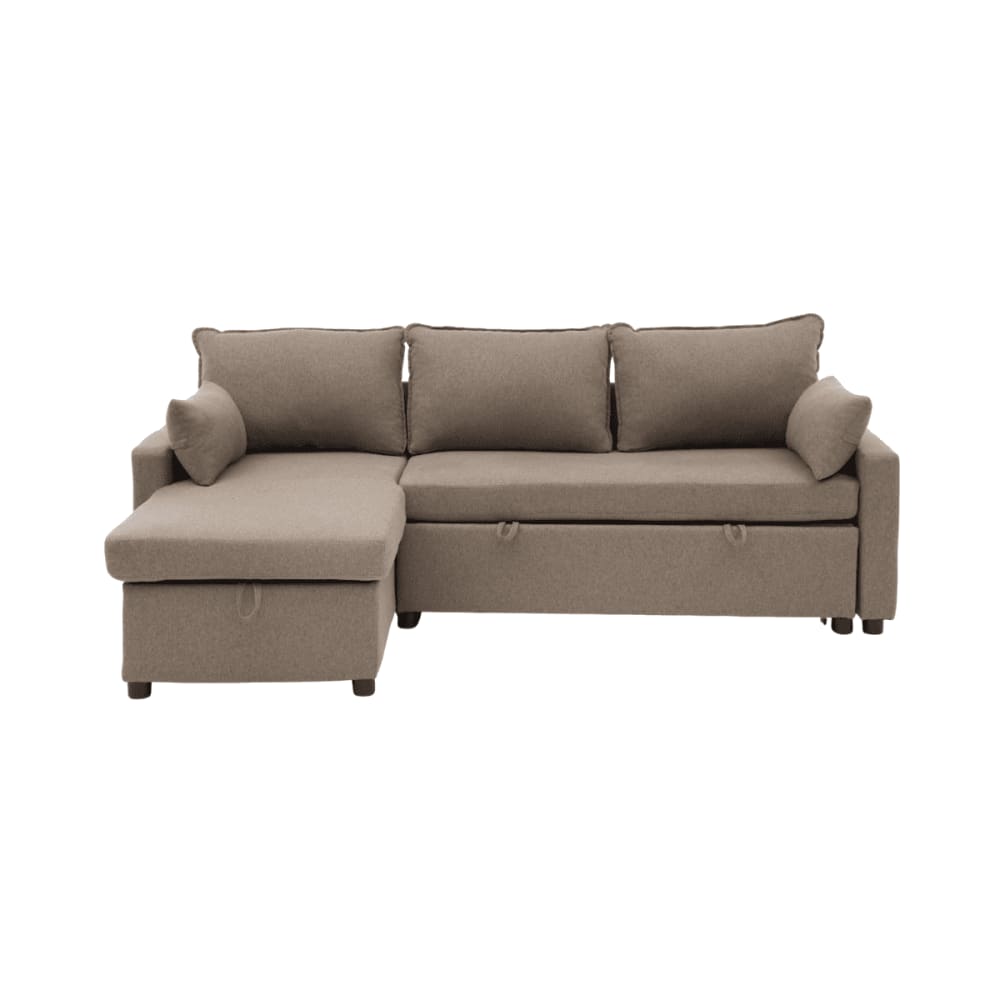 Canapé convertible 3 places en tissu L219 cm - Marron