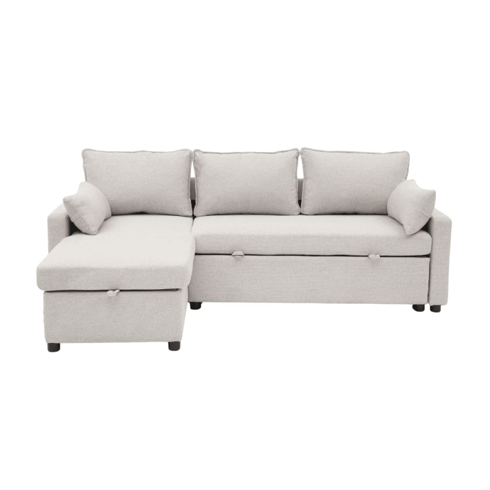 Canapé convertible 3 places en tissu L219 cm - Beige