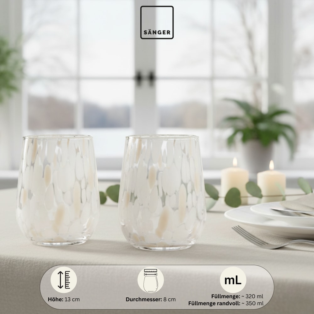 Trinkgläser Set Curacao 4 teilig - Weiß/Beige - Maisons Du Monde