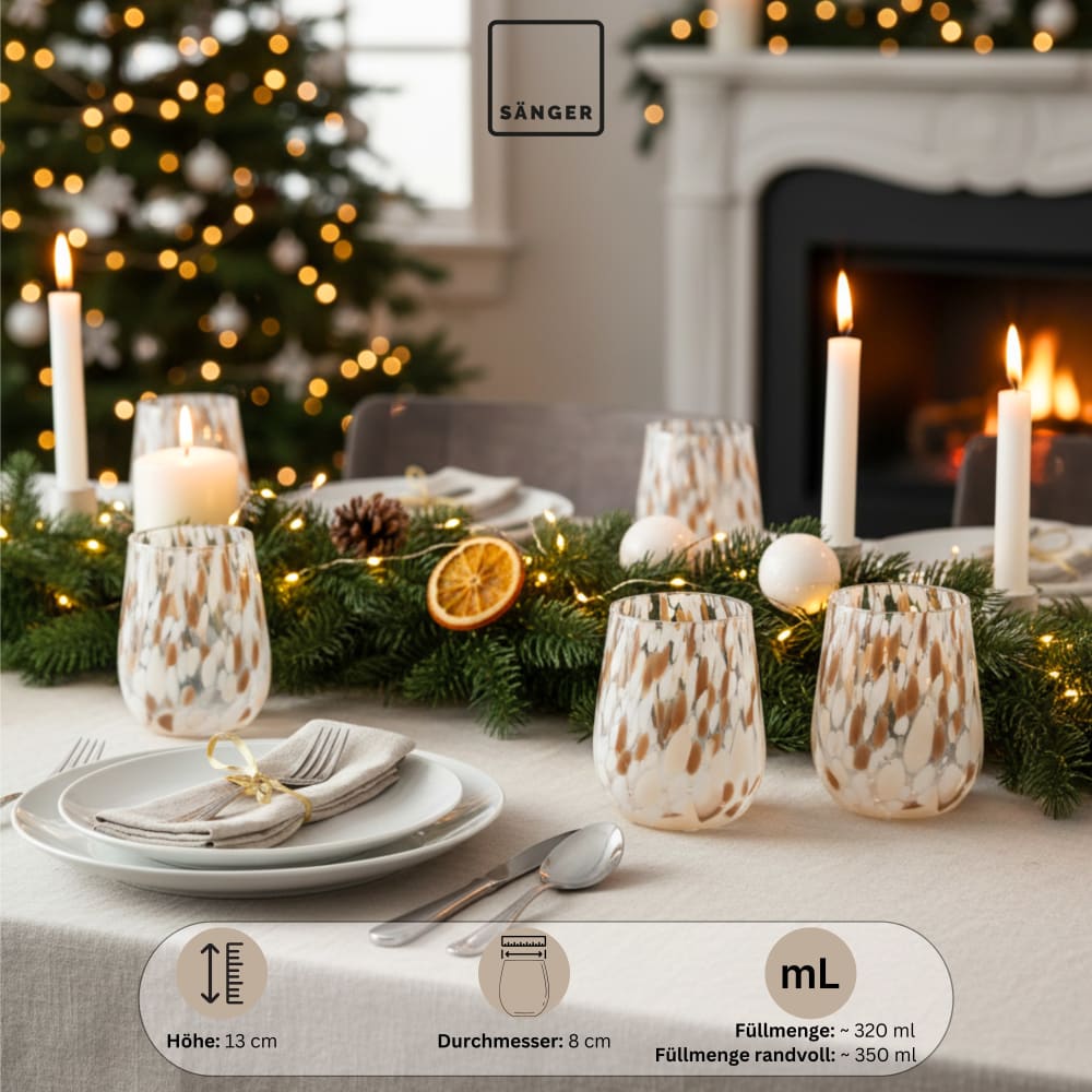 Trinkgläser Set Curacao 4 teilig - Weiß/Beige/Braun - Maisons Du