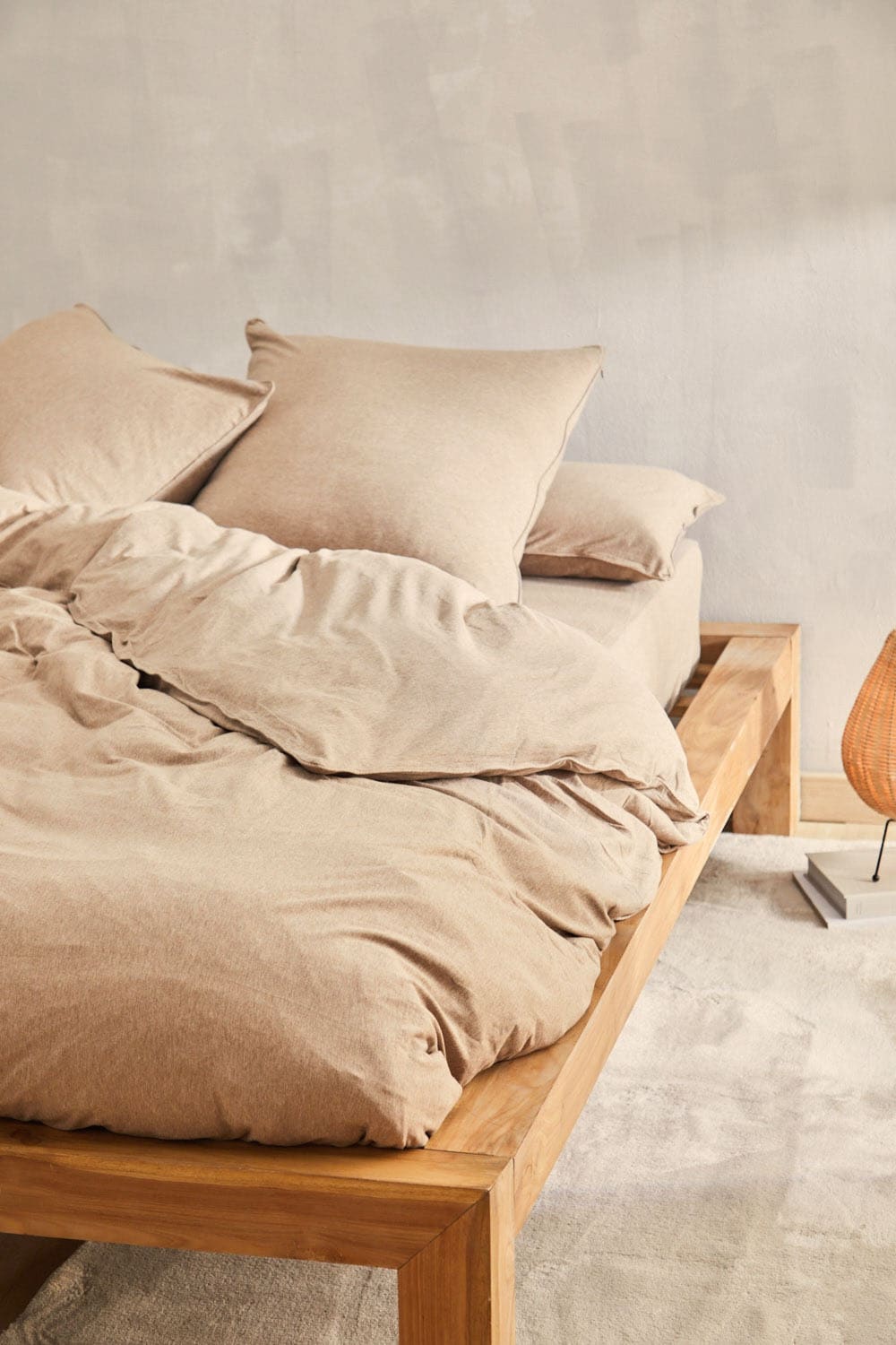 Calma House Bettbezug + Kissenbezug Beige für 90er Bett Beige Baumwolle