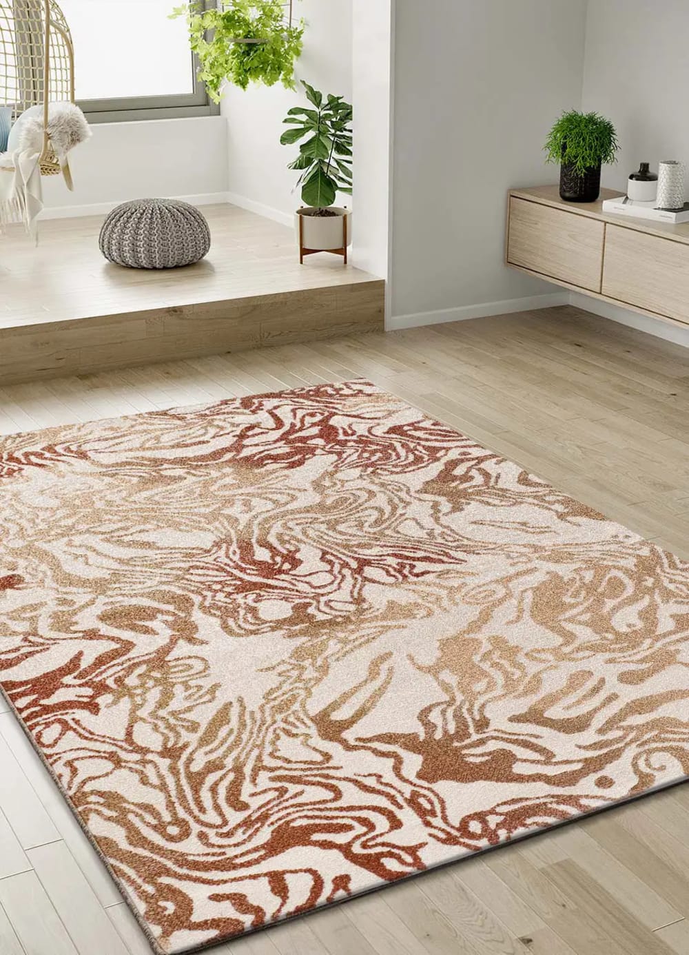 Tapis abstrait rouille/beige 80x150 cm — vue 3