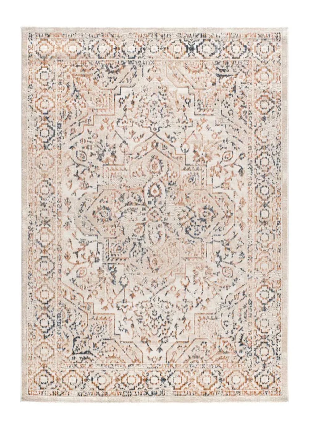 Tapis á relief vintage oriental beige /rouille/bleu 77x150 cm