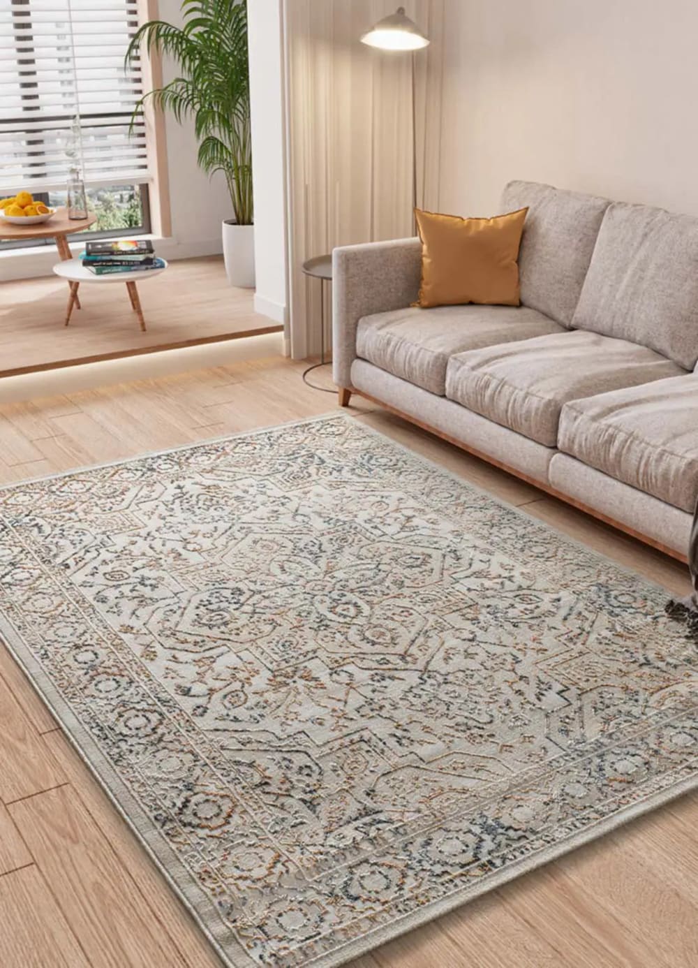 Tapis á relief vintage oriental beige /rouille/bleu 154x230 cm — vue 3