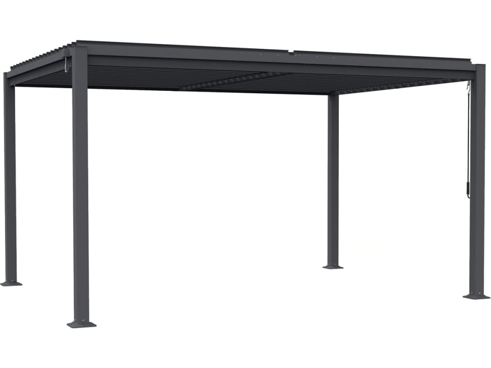 Pergola bioclimatique en acier galvanisé gris 400 x 307 x 220 cm