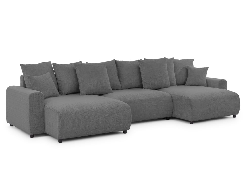 S-Style Wohnlandschaft im Bumpy-Design mit Schlaffunktion und Bettkasten style modern Grau Holz