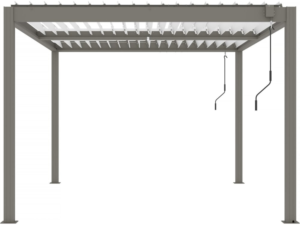 Pergola bioclimatique en aluminium et acier taupe 304 x 394 x 220 cm