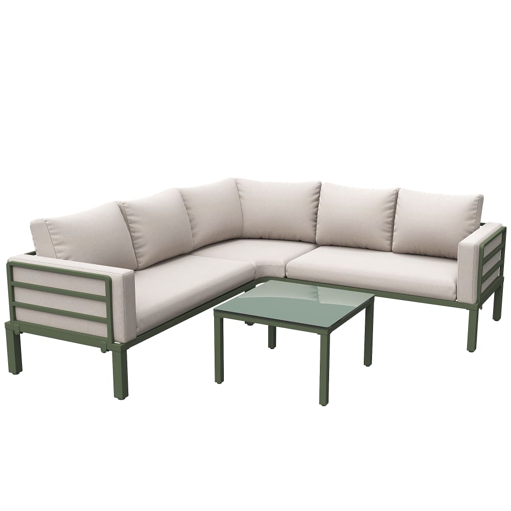 Salon de jardin 5 places en fer beige