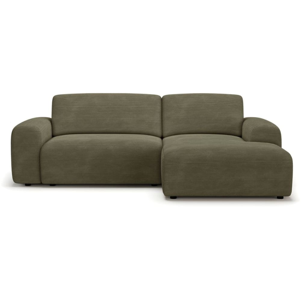 Canapé d'angle réversible convertible 5 places en velours côtelé vert