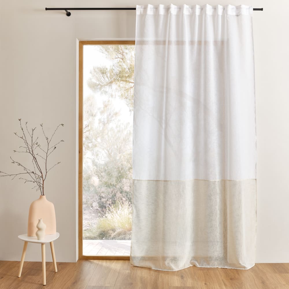 Voilage accroche 3-en-1 bicolore luz polyester blanc 140x240 cm