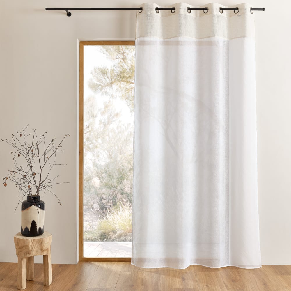 Voilage lumineux bicolore à oeillets polyester blanc 140x240 cm