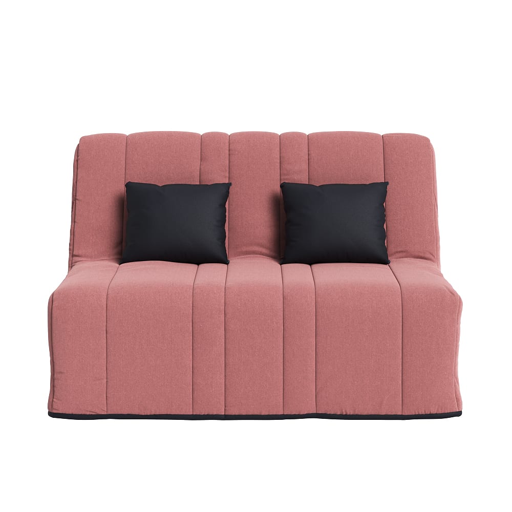 Banquette convertible bz avec 2 coussins offerts tissu rose 160x200