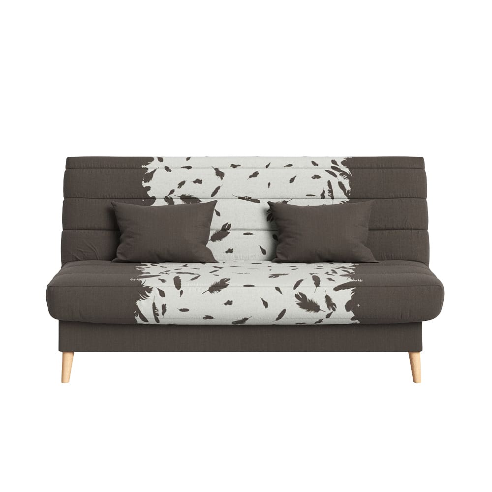 Clic clac convertible, 2 coussins offerts tissu taupe à motifs 130x190