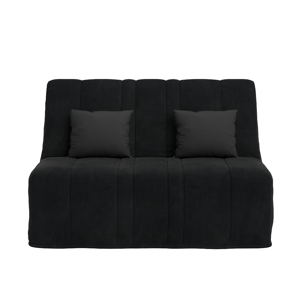 Banquette bz avec 2 coussins offerts tissu coton noir 140x190