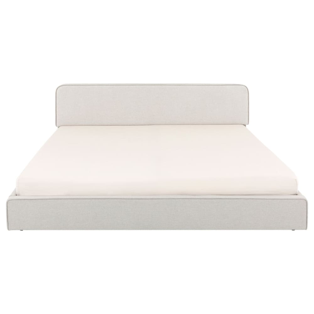 Lit double 160x200 avec tête de lit en tissu et sommier, gris clair