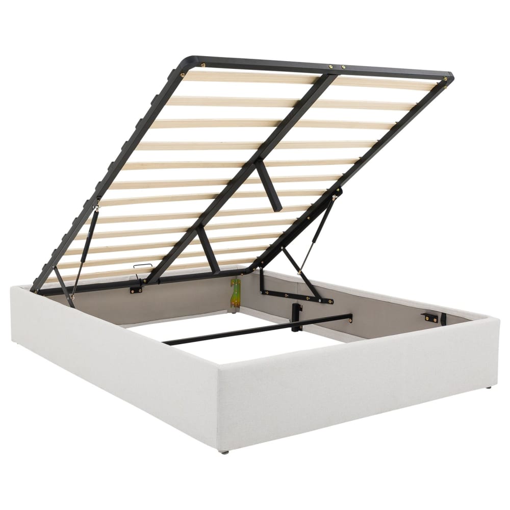 Lit coffre 140x190 en tissu avec sommier, gris Lit coffre 140x190 en tissu avec sommier, gris